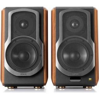 👉 Boekenplankspeaker zwart bruin walnut nederlands Edifier: S1000W Actieve Wifi Boekenplank speakers - 2 stuks Zwart/Bruin 6923520269532