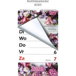 👉 XL Omleg Weekkalender letters & cijfers 2023 - week begint op Zondag Bloemen 8715311127583