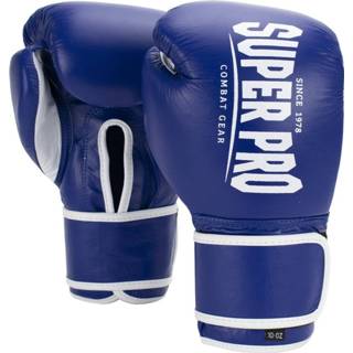 👉 Klittenband blauw wit Super Pro Combat Gear Winner Wedstrijdbokshandschoenen Blauw/Wit 8719638444651