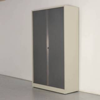 👉 Roldeurkast grijs Ahrend roldeurkast, lichtgrijs, 195x120 cm, incl. 4 legborden, ribbel deur