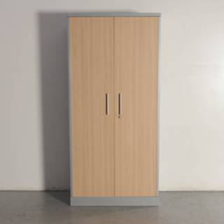 👉 Draaideurkast aluminium eiken Officenow draaideurkast, / eiken, 195 x 91 cm, incl. 4 legborden
