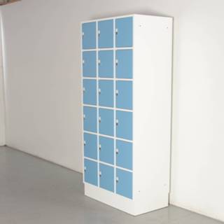 👉 Locker blauw grijs Officenow locker, / lichtgrijs, 196 x 89 cm, 18 lockers,
