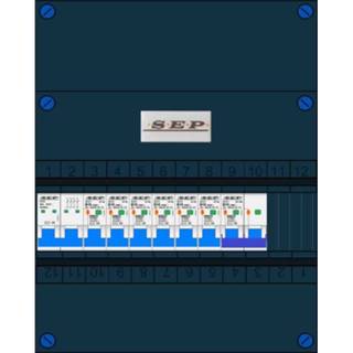 👉 SEP 6 groepenkast 6 aardlekautomaten B16 30mA + kookgroep aardlekautomaat B16 30Ma 400V