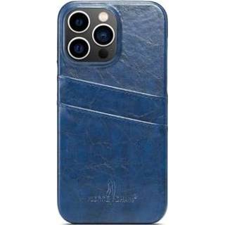 👉 Kaarthouder blauw Fierre Shann iPhone 14 Pro Gecoat Hoesje met - 5714122411327