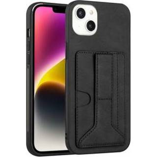 👉 Kaarthouder zwart YB iPhone 14 Gecoate Case met Standaard en - 5714122416452