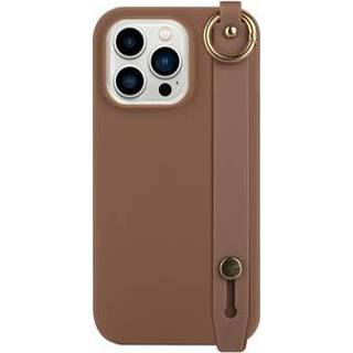 👉 Draagriem Candy Color iPhone 14 Pro Max TPU Hoesje met - Coffee 5714122423788