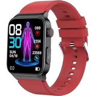 👉 Smartwatch rood met Gezondheidsbewaking E500 - Siliconen Band 5714122425362