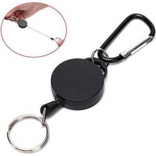 👉 Sleutelhanger zwart Intrekbare met Karabijnhaak - 5714122425164