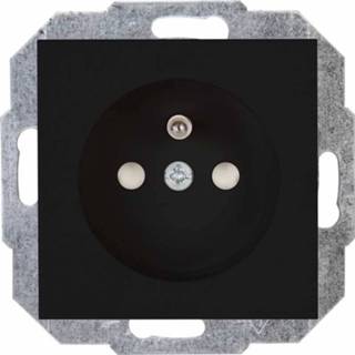 👉 Stopcontact zwart kinderen Kopp enkel met penaarde en kinderveilig mat-zwart HK07 940450002 4008224671125