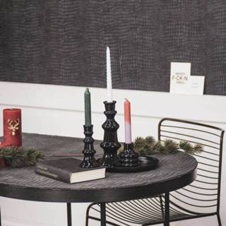 👉 Kandelaar zwart keramiek volwassenen rond modern diner kaars Housevitamin bubbel 8720168841612
