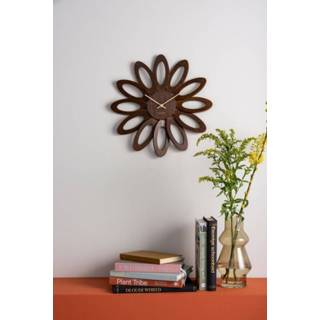 👉 Wandklok bruin hout rond modern AA batterij Karlsson Fiore dark wood 8714302147395