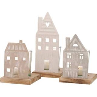 👉 Set van 3 windlichten Boltze Beige/Grijs/Offwhite