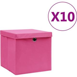 👉 Opbergbox roze Opbergboxen met deksels 10 st 28x28x28 cm 8720286087237