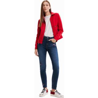 👉 Skinnyjeans blauw elastane vrouwen Push-up skinny jeans met geborduurde bloemen - BLUE 36 8445110423042