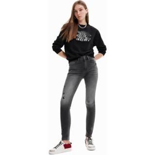 👉 Skinnyjeans zwart elastane vrouwen Push-up skinny jeans met borduursels - BLACK 36 8445110423233