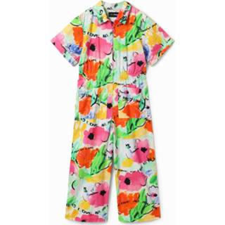 👉 Jumpsuit rood cotton vrouwen Lange gebloemde - RED 13/14 8445110382851