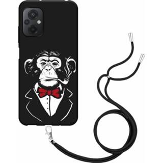 👉 Smoking zwart multi-color hoesje met koord Chimp Poco M5 8720878009845