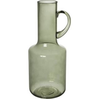 👉 Flesvaas groen glas groot transparant - 34,5 cm 8716963174789