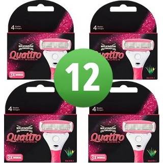 👉 Mes vrouwen roze Wilkinson Sword Combi Quattro For Women 12 Mesjes Pink