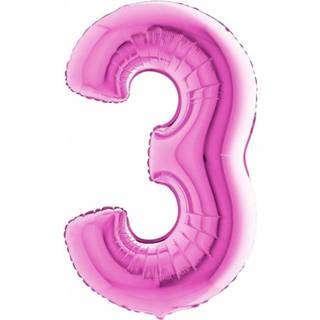 👉 Folieballon cijfer 3 100 cm - Fuchsia