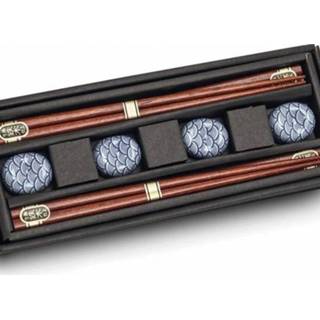 👉 Chopstick seigaiha Edo Japan - + stones giftbox set/4