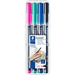 👉 Viltstift active Staedtler Lumocolor 318 permanent F setà 4 kleuren 4007817085370