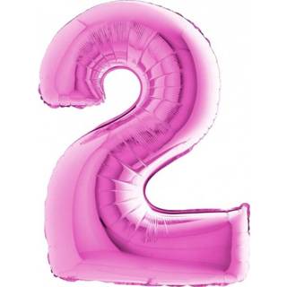 👉 Folieballon cijfer metaal active magenta folie 2 100 cm - Fuchsia 8019081018714