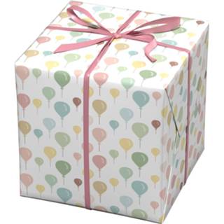 👉 Cadeaupapier wit pastel active - 10 meter met ballonnen 7320182604005