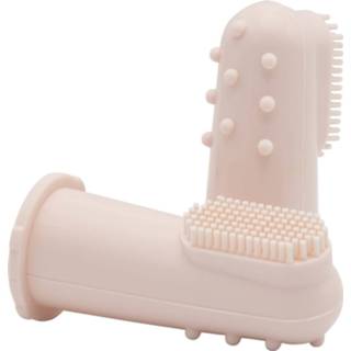 👉 Tandenborstel roze siliconen baby's Difrax - Baby Vingertop 5+ maanden 8711736548279