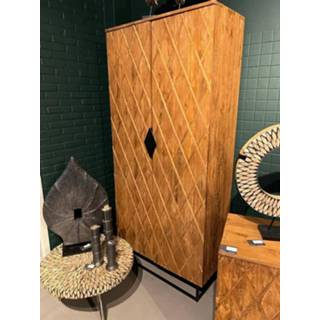 👉 Hoge kast teakhout teak Custom Made Benthe met deuren