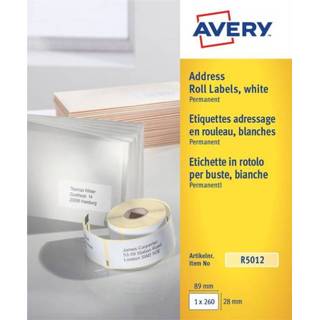 Etiket wit active Avery R5012 thermisch 89x28mm 260stuks 4004182495629