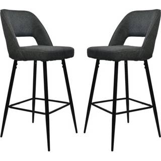 👉 Barkruk grijs katoen linnen Custom Made Jenna donkergrijs katoen/geweven | set van 2