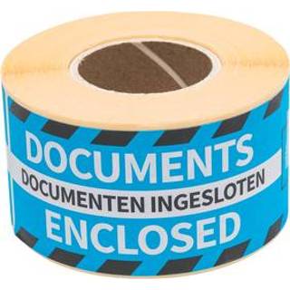 👉 Waarschuwingsetiket blauw active Rillprint documents enclosed 46x125mm 8712794761044