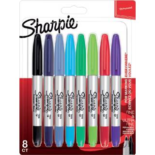 👉 Viltstift active Sharpie Twin Tip rond 0.5mm en 0.9mm blisterà 8 stuks ass 3026980654092