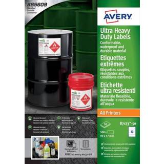 👉 Etiket wit polyethyleen active Avery B7173-50 99x57mm 500stuks 5014702033629