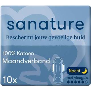 👉 Maandverband Sanature - Ultra Night Met Vleugels 100% Katoenen 10 Stuks 8717677380312