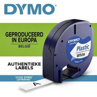 👉 Labeltape zwart wit plastic active Dymo Letratag 91201 12mm op 5411313912013