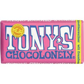 👉 Wit active Chocolade Tony's Chocolonely reep 180gr framboos knettersuiker 8717677337828