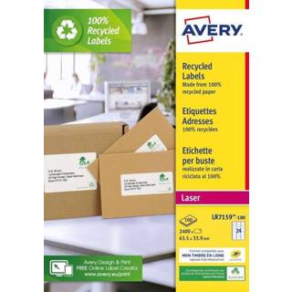 👉 Etiket wit recycled active Avery LR7159-100 33.9x63.5mm 2400stuks 5014702015885