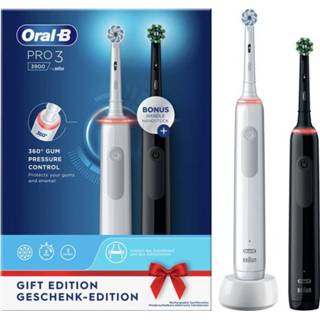 👉 Tandenborstel wit zwart active Oral-B Pro 3 3900 Duopack Elektronische + 4210201291343