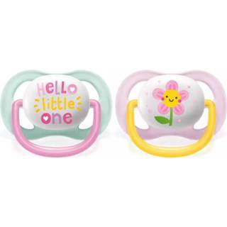 👉 Speen roze Philips Avent - Hello Little One Ultra Air Fopspeen 0/6 mnd 2 stuks 8710103949466