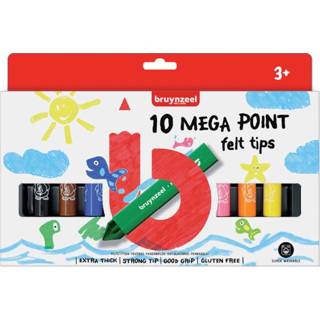 👉 Viltstift active kinderen Bruynzeel Kids mega point blisterà 10 stuks assorti 8712079420918