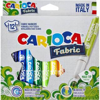 👉 Viltstift textiel active Viltstiften Carioca setà 12 kleuren 8003511409579
