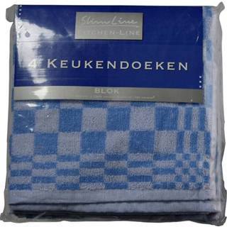 👉 Keukendoek blauw wit katoen active Felicia blauw/wit 50x50cm 4 stuks 8710401562305