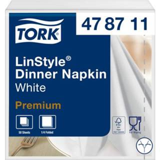👉 Wit active Dinnerservetten Tork Premium LinStyle® 1-laags 50st 478711 3133200073950