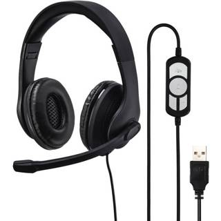 👉 Hoofdtelefoon zwart active USB Hama HS-USB300 over-ear 4047443419682