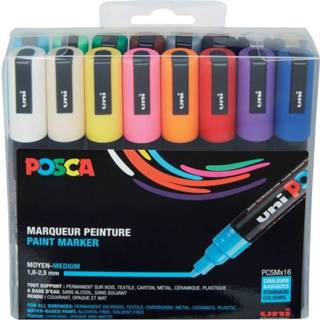 👉 Verfstift active Posca PC5M setà 16 kleuren 3296280033419