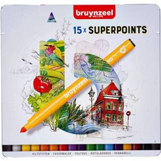 👉 Viltstift active bruynzeel expression super points blikà 15 stuks assorti 8712079412975