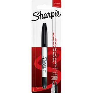 👉 Viltstift zwart active Sharpie twin tip rond 0.5mm en 0.9mm blisterà 1 stuk 3501179858777