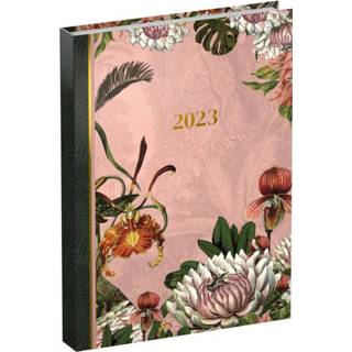 👉 Agenda roze active 2023 90x130 pocket 7dagen/2pagina's Botanic pink 5410574538994